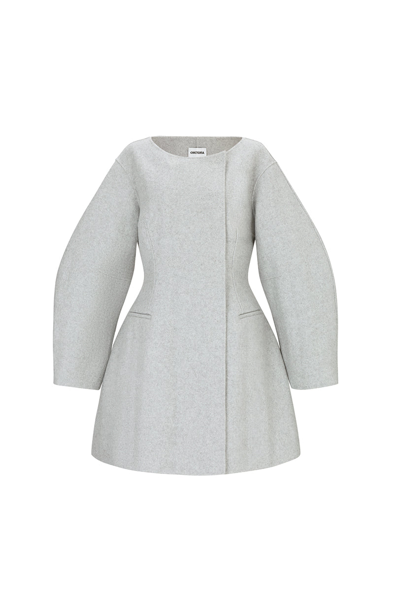 Gray dropped shoulder coat by Chictopia, stylish and comfortable outerwear with a relaxed fit and modern design.