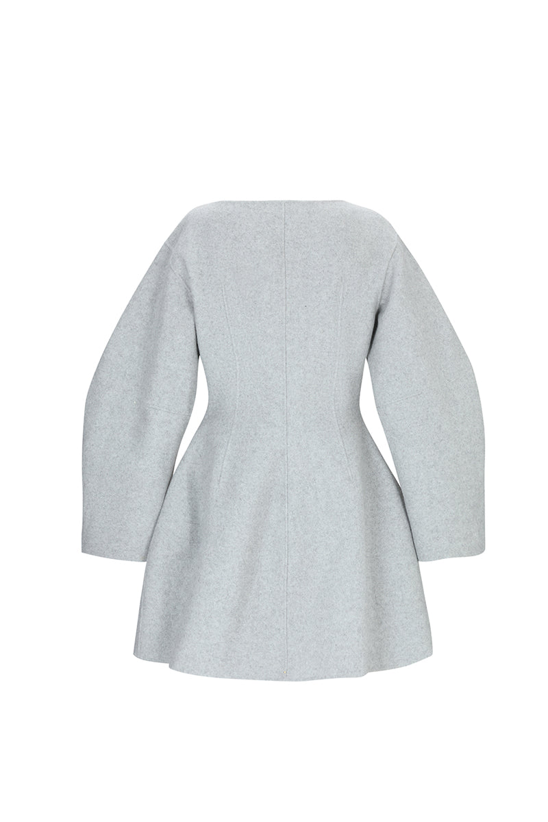 Gray dropped shoulder coat by Chictopia, featuring a stylish relaxed fit and classic design, shown on a model.