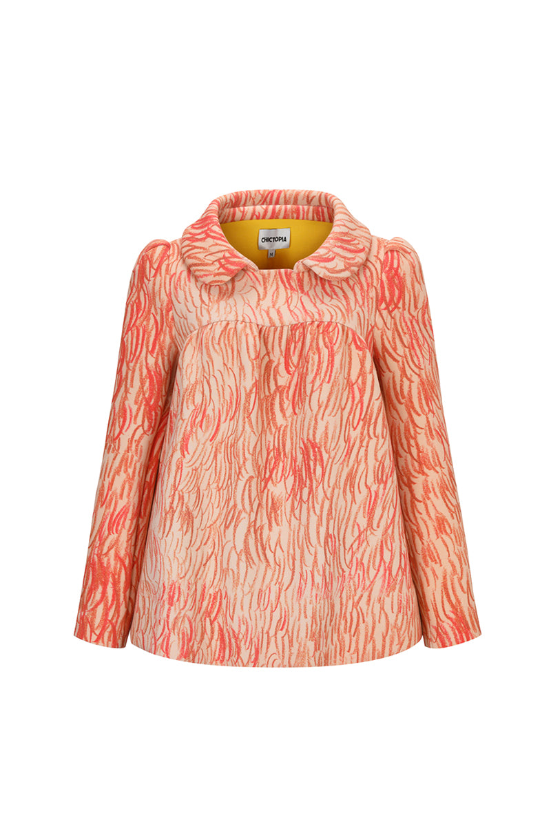 Chictopia salmon neoprene babydoll top, stylish sleeveless women's fashion top with a fitted silhouette and modern design.