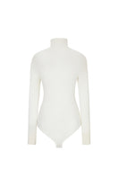 Chictopia merino wool bodysuit in ivory, soft knit top with long sleeves and fitted design, perfect for layering or casual wear.
