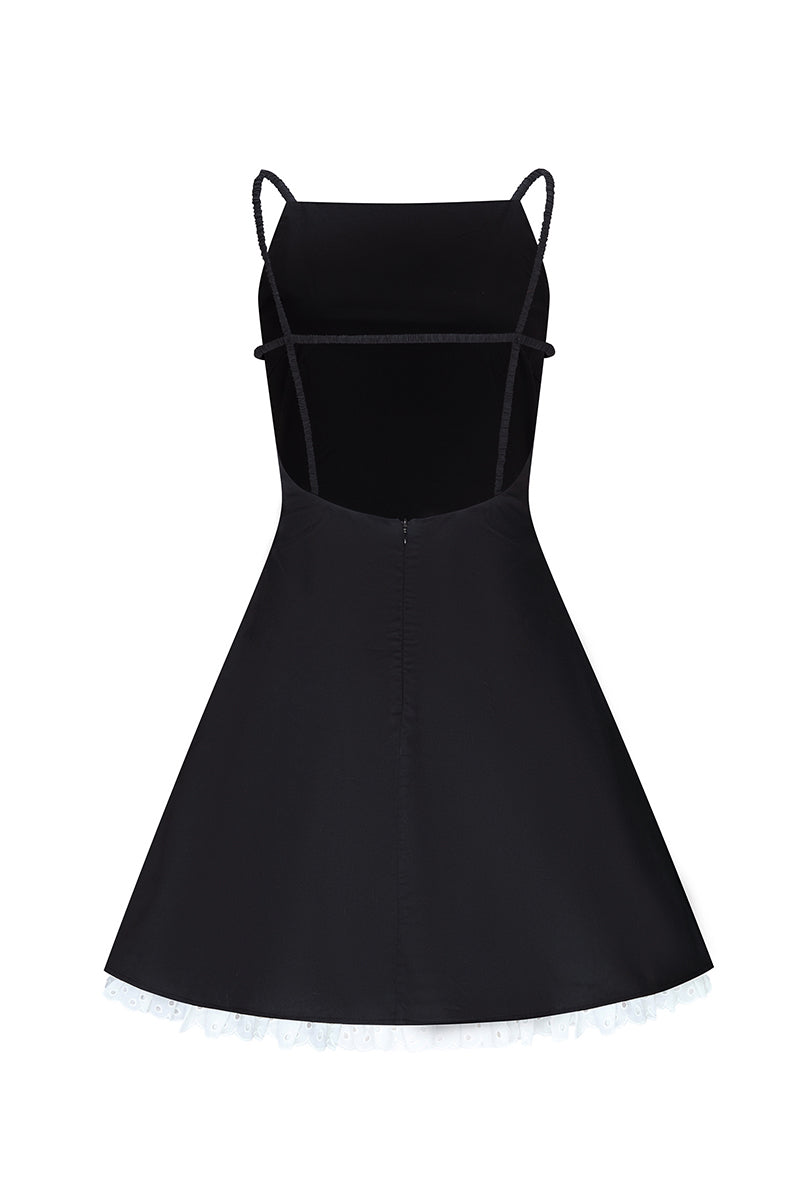 Black Linda mini dress by Chictopia, featuring a stylish design, fitted silhouette, and elegant details, perfect for casual or dressy occasions.