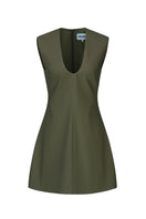 Khaki cotton mini dress by Chictopia, featuring a relaxed fit and short sleeves, perfect for casual summer wear.