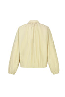 Beige cotton bomber jacket by Chictopia featuring a classic collar, ribbed cuffs, and a front zipper for a casual, stylish look.
