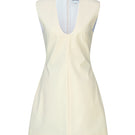 Cream cotton mini dress by Chictopia featuring a relaxed fit and short sleeves, perfect for casual summer wear.