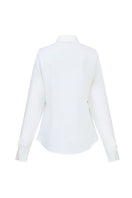 Chictopia ivory popling shirt displayed on a hanger, showcasing its lightweight fabric and casual style.