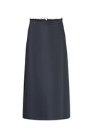 Black silk wool midi skirt by Chictopia, featuring a flowing design and elegant length, perfect for sophisticated style.