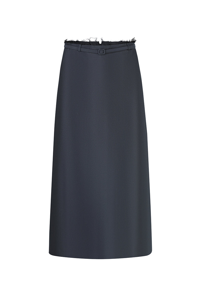 Black silk wool midi skirt by Chictopia, featuring a flowing design and elegant length, perfect for sophisticated style.