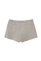 Chictopia taffeta shorts in oyster color, featuring a stylish fitted waist and smooth satin-like fabric for a chic look.