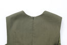 Khaki cotton mini dress by Chictopia, featuring a casual fit and sleeveless design with a round neckline.