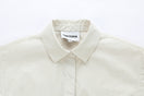 Chictopia stone-colored poplin shirt dress, mini length with button-front and collar, casual and stylish for everyday wear.