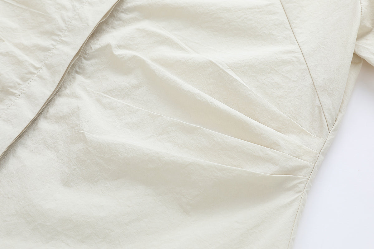 Chictopia poplin shirt dress in stone color, mini length with collar and button front, casual and stylish for everyday wear.