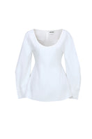 Chictopia ivory poplin blouse, lightweight button-up tops with long sleeves and a classic collar, casual elegant fashion piece.