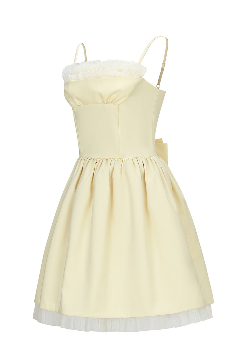 pastel yellow short dress Be Mine Satin Mini Dress