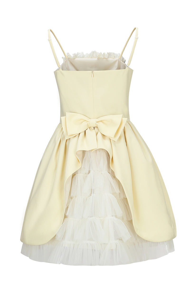 pastel yellow sun dress Cute Light Yellow Printed Midi Dress | Trendy Women's Dress