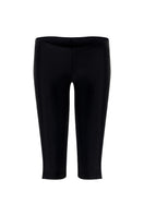 Suncillo black capris pants with a slim fit design, shown on a model highlighting the comfortable waistband and tapered legs.