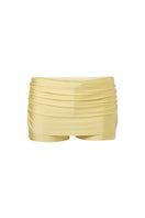 Suncillo Dusty Butter Yellow Skort, lightweight casual shorts with front pleats and side pockets, on a neutral background.