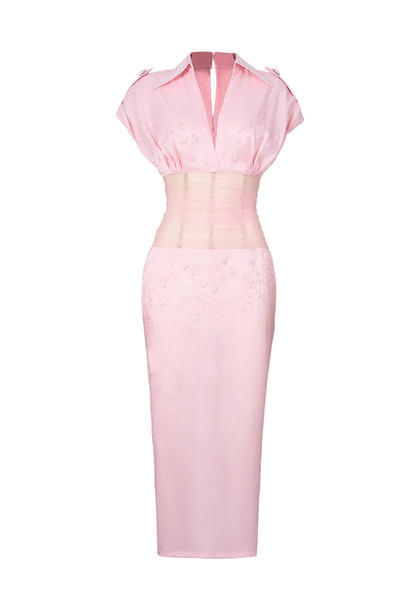 BLUSH SCULPT MIDI DRESS