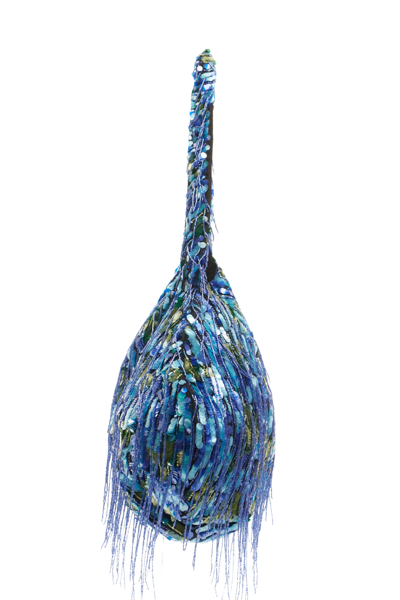 Blue Zari bag by Onalaja, stylish shoulder bag with intricate zari detailing and a sleek design.