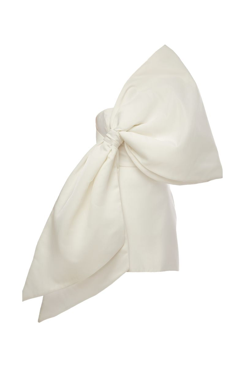 JOY WHITE MINI DRESS WITH HUGE BOW - CULT MIA