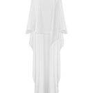 White Caro Crepe Cape jacket by Nazlı Ceren, featuring elegant drape and lightweight fabric, displayed on a neutral background.
