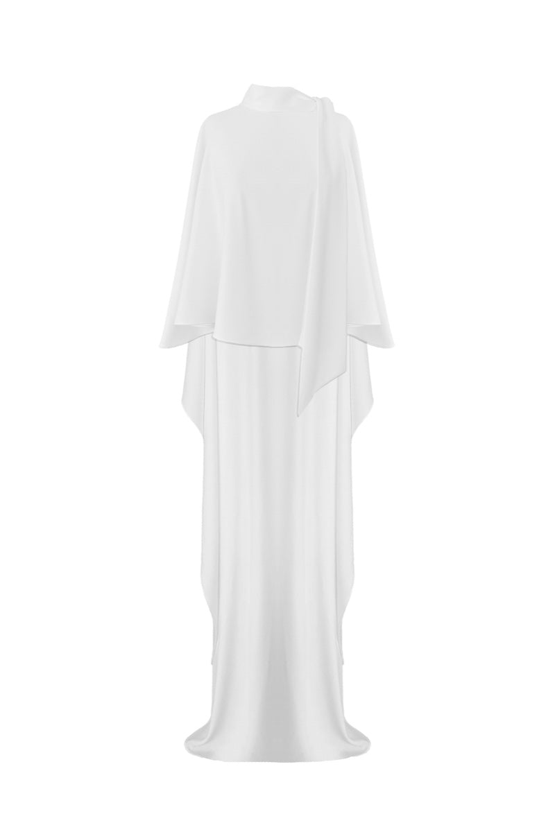 CARO CREPE CAPE IN WHITE