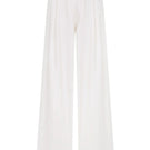 White Tina trousers by Nazlı Ceren with a satin waistband, tailored pants with a sleek, elegant fit and modern style.