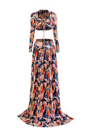 Do Long jungle goddess co-ords featuring a stylish top and matching skirt with vibrant, nature-inspired print.