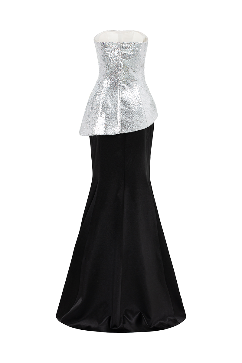 Lune De Soie shimmer taffeta co-ords top and skirt set featuring a luxurious, shiny fabric in a coordinated stylish design.
