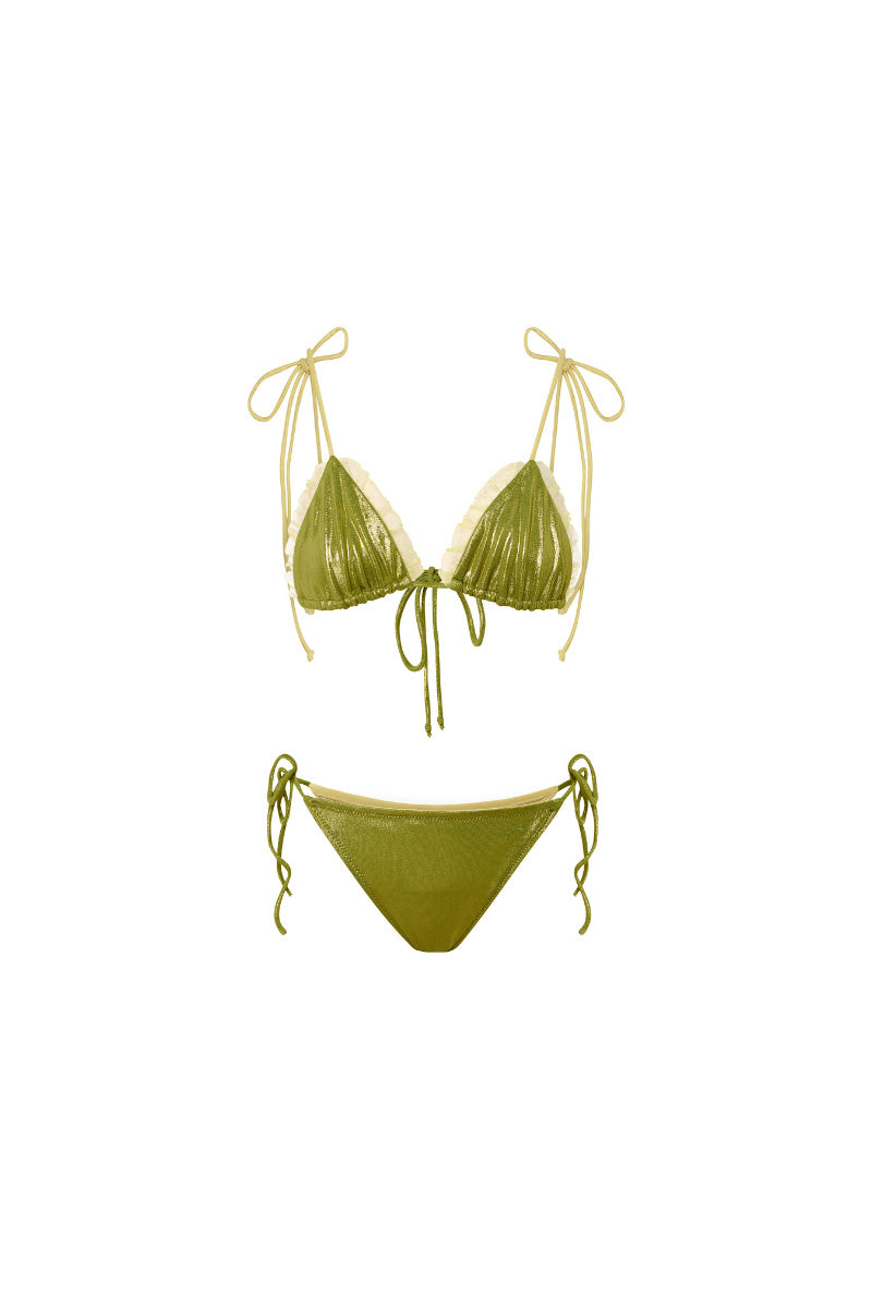 REVERSIBLE GREEN AND YELLOW BIKINI SET