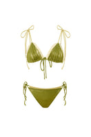 Reversible green and yellow bikini set by Suncillo featuring a stylish two-tone design and adjustable straps.