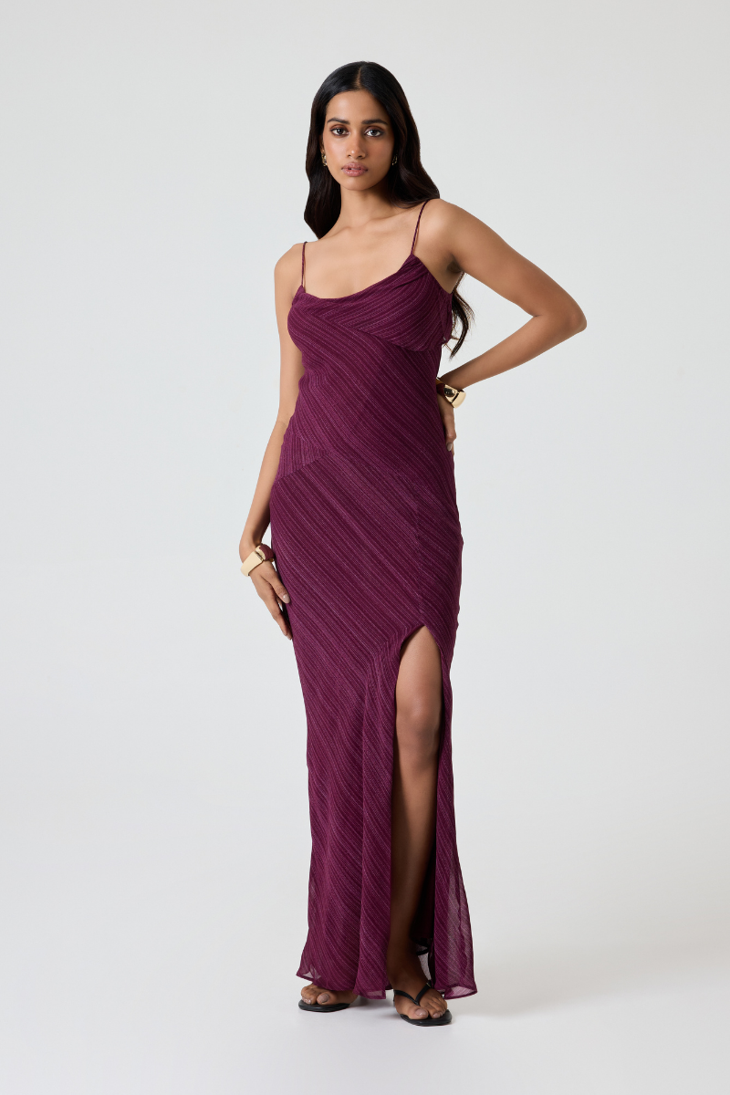 BARI DRESS IN MULBERRY ETCH - CULT MIA