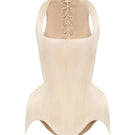 Beige soft satin corset top with lacing detail from BALYKINA, featuring a fitted design and smooth satin fabric.