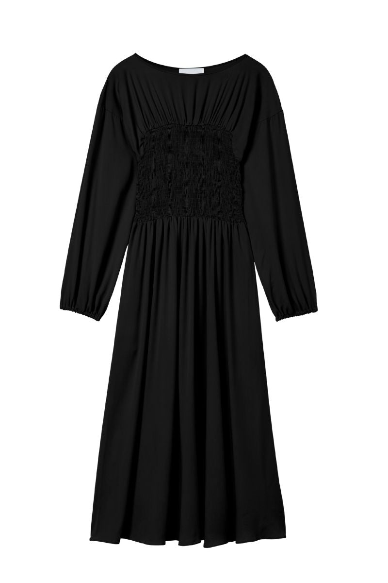 SMOCKED CUPRO MIDI DRESS - CULT MIA
