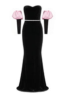 Elegant Nur Karaata Royal Allure gown with intricate detailing and flowing fabric, showcased on a model.