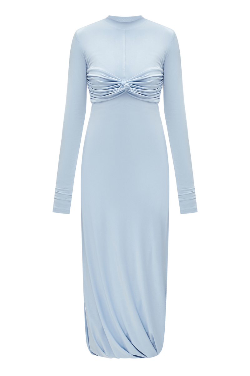 STRETCH-JERSEY MIDI LIGHT BLUE DRESS - CULT MIA