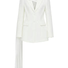 Nazlı Ceren Marylebone blazer with chiffon in white, tailored blazer featuring a stylish blend of fabric and elegant design.