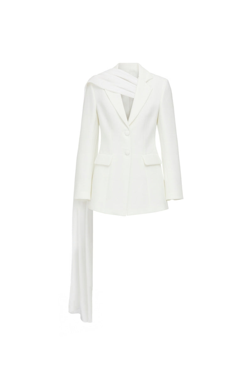 MARYLEBONE BLAZER WITH CHIFFON IN WHITE