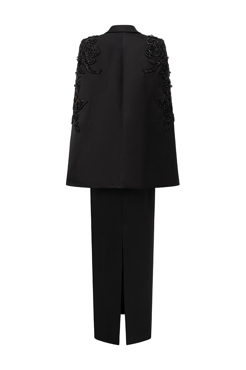 Black Pearl Taffeta co-ords set by Lune De Soie, featuring elegant taffeta fabric and stylish matching top and skirt.