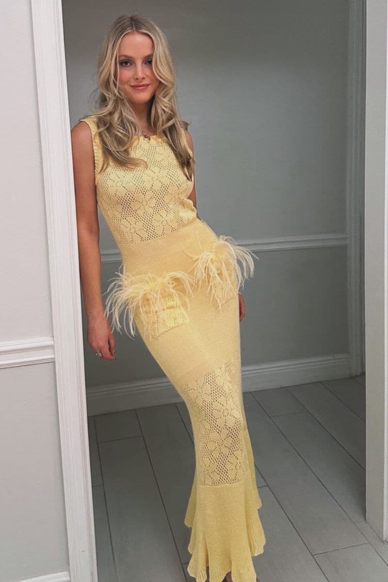 Andreeva KNIT MIDI DRESS WITH FEATHERS | Cult Mia Andreeva KNIT MIDI DRESS WITH FEATHERS | Cult Mia
