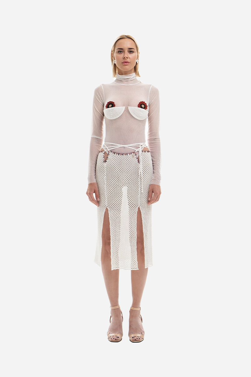 CROCHET KNITTED SKIRT IN WHITE - CULT MIA