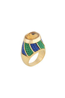 Maria Frering blue and green lolly ring featuring colorful, playful design on a sleek silver band.