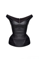 Black EFFY corset top by BALYKINA featuring structured design and lace-up details, shown on a neutral background.