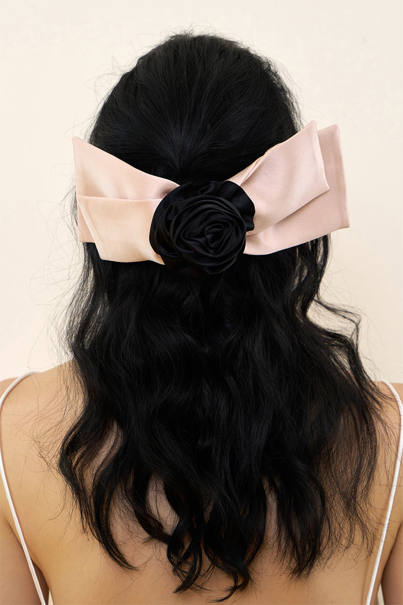 TUSCAN ROSE BOW SILK HAIR CLIPS - CULT MIA