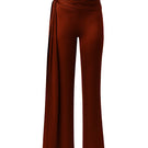 Nazlı Ceren satin trousers in copper brown, stylish pants with a smooth, shiny finish and tailored fit.