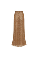 Nazlı Ceren crochet maxi skirt in antique bronze with intricate crochet pattern and flowing design.