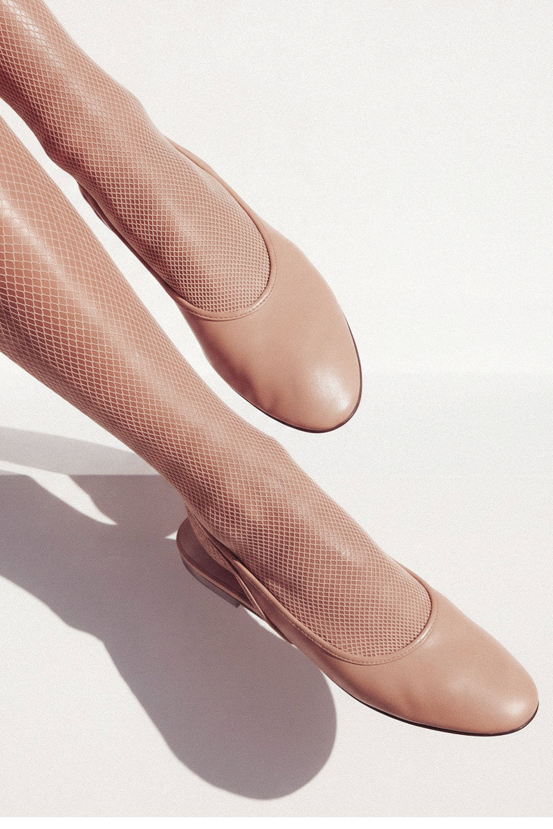 House of Atana Ballerina Sling Tan flats with a sleek, minimalist design and comfortable slip-on style.