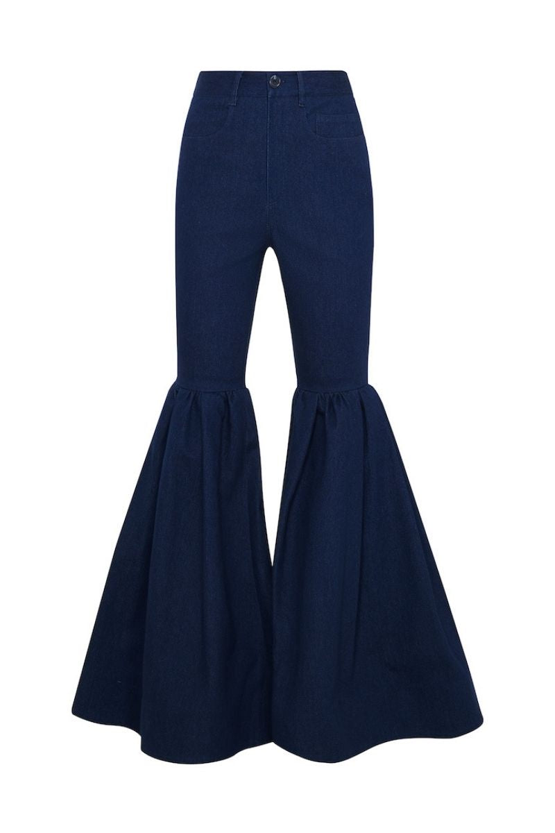 RUFFLE HIGH-RISE FLARE PANTS - CULT MIA