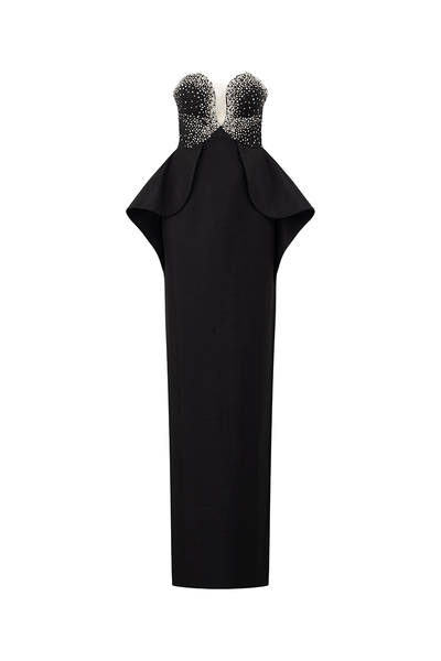CRYSTAL STRAPLESS PEPLUM DRESS | CULT MIA | Tracy Studio