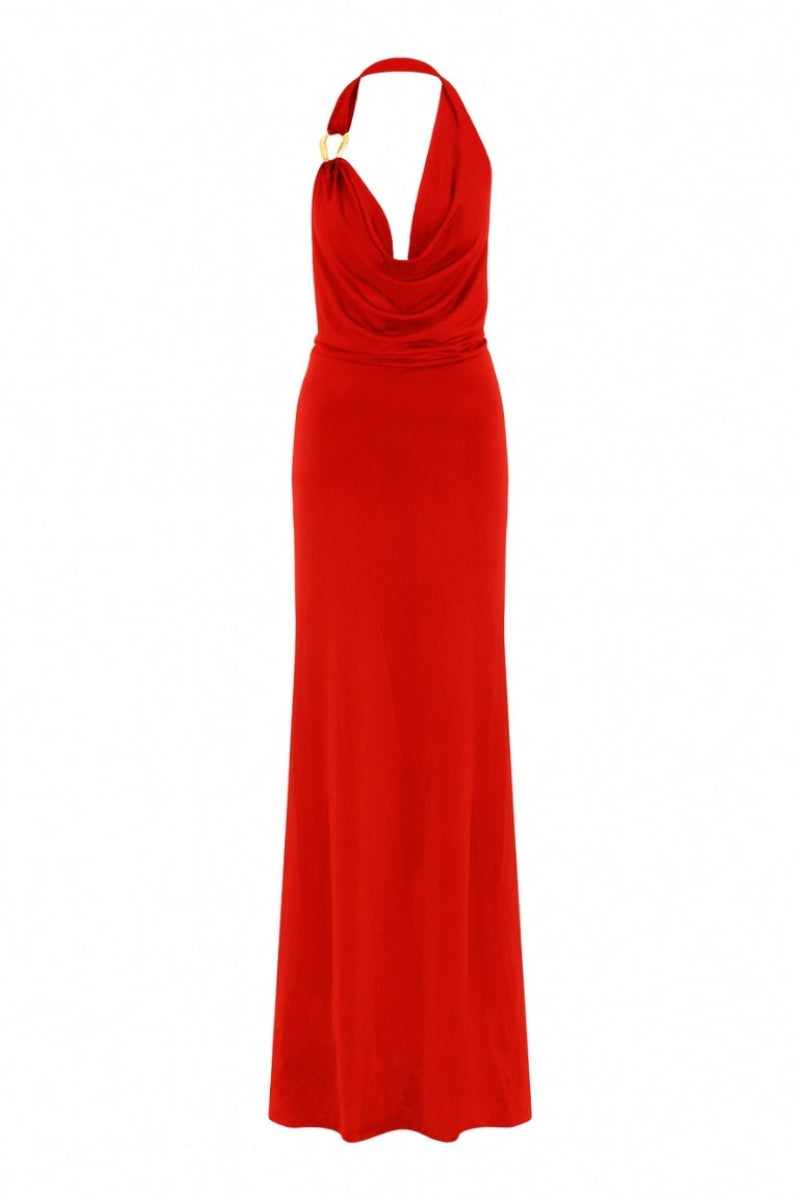 DAKOTA LONG JERSEY DRESS IN RED