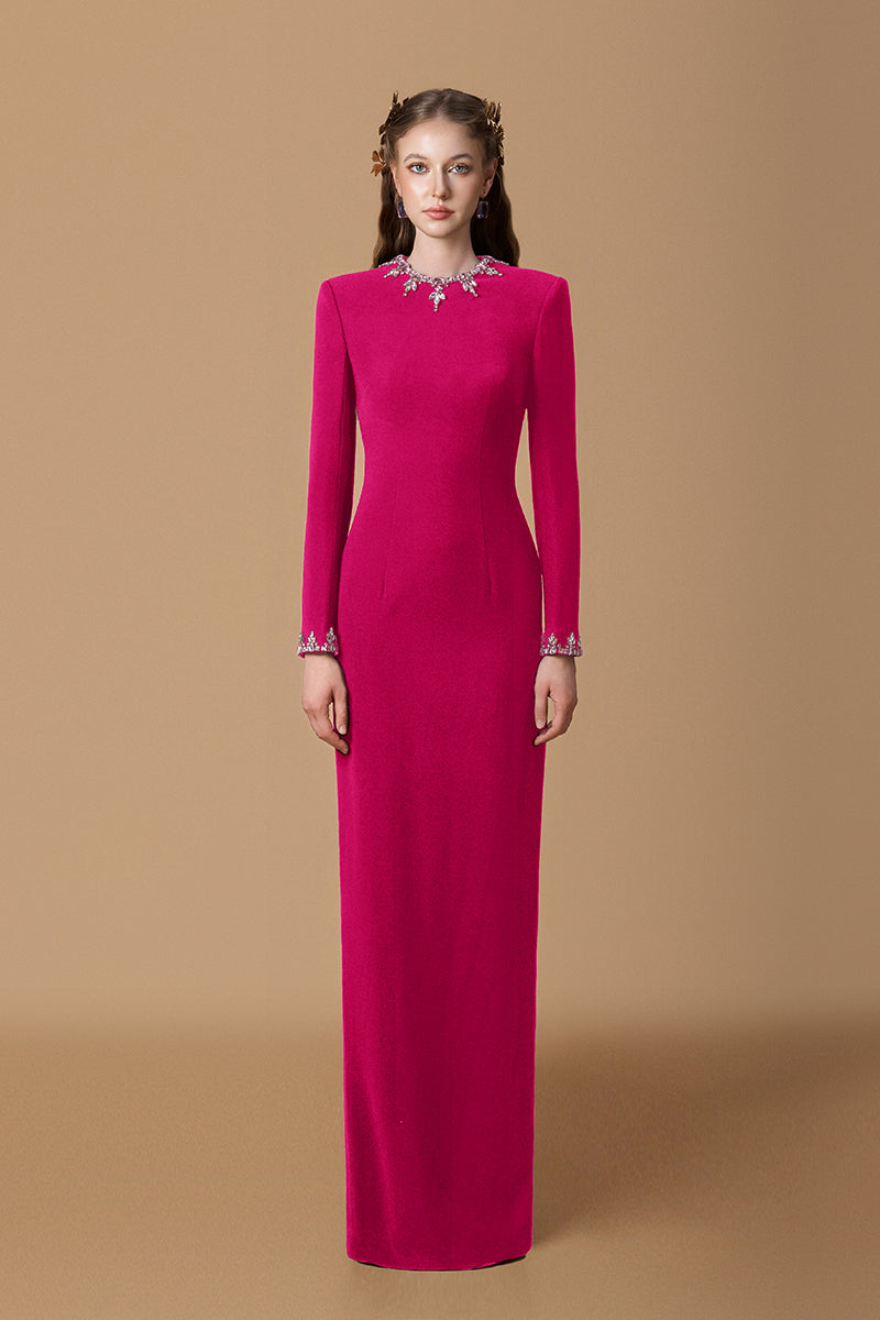 CREPE SILK LINED MAXI DRESS IN PINK | CULT MIA CREPE SILK LINED MAXI DRESS IN PINK | CULT MIA